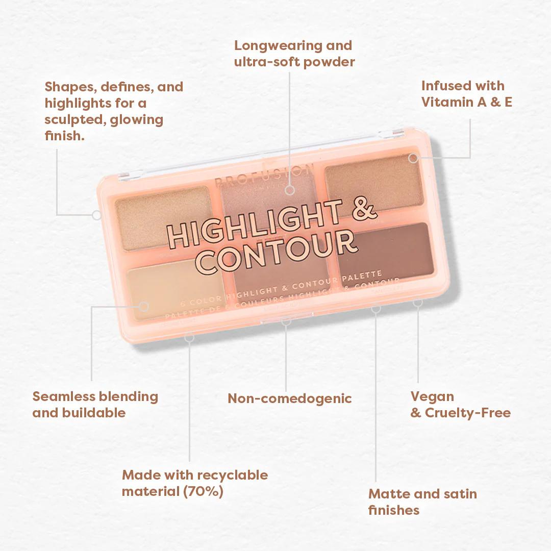 Highlight & Contour 6 Shade Face Palette - Image 5