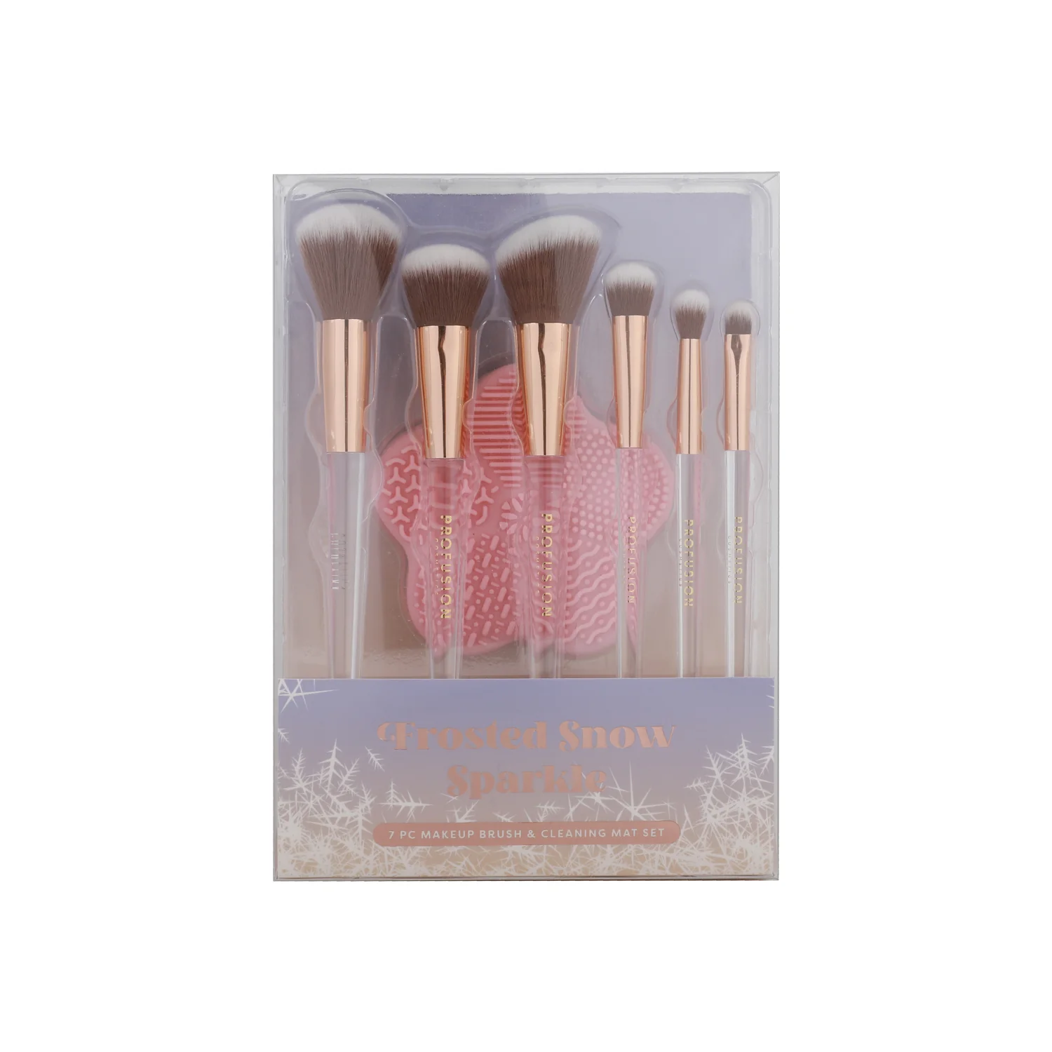 Frosted Snow Sparkle | 7 PC Makeup Brush & Cleaning Mat Set - Image 3