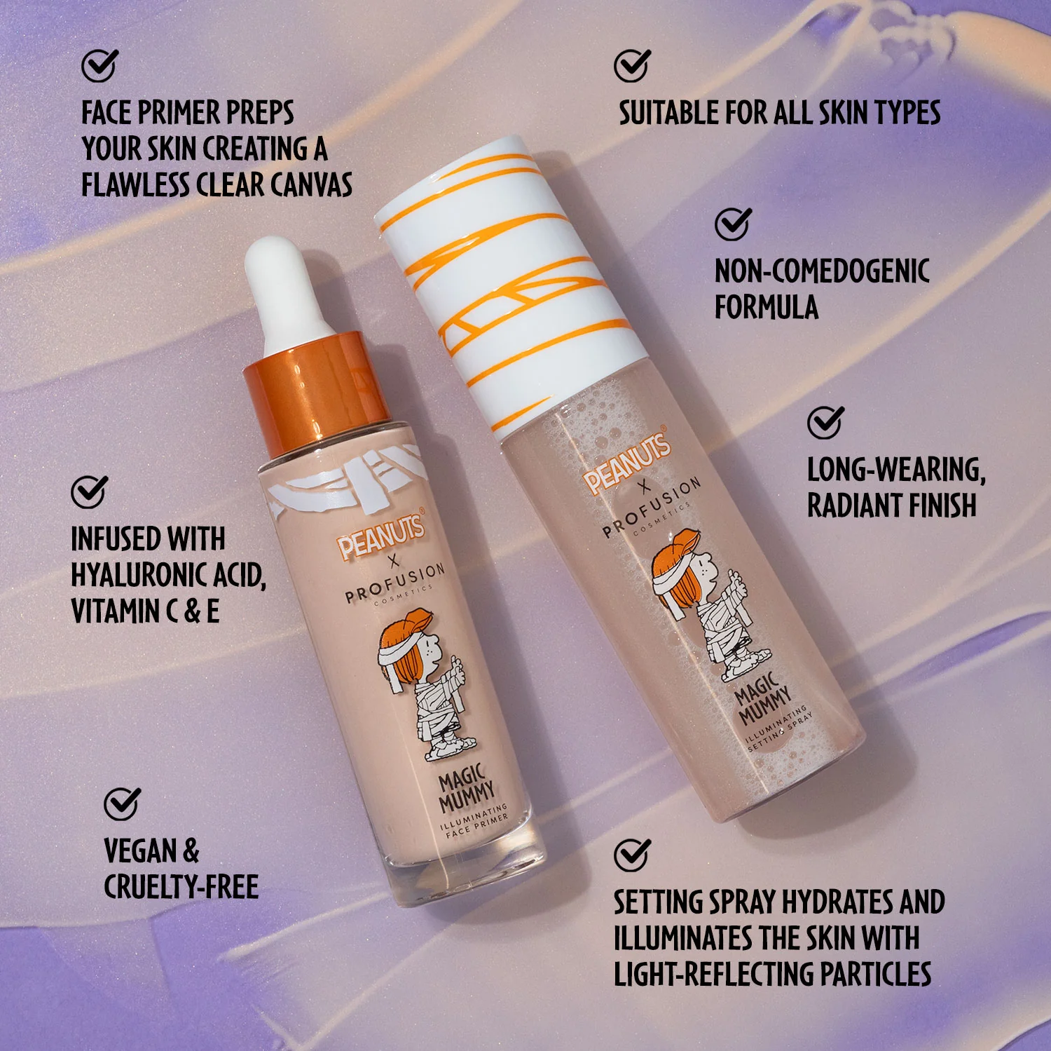 Peanuts Halloween | Magic Mummy Illuminating Face Primer & Setting Spray Set - Image 4