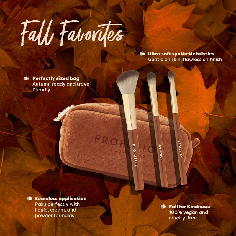 Pumpkin Spice | Cinnamon Sticks 3 PC Face & Eye Brush & Bag Set - Image 3